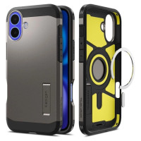 Spigen Tough Armor MagSafe case with stand for iPhone 16 - gunmetal