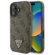 Guess Leather 4G Triangle Strass MagSafe Case for iPhone 16 Plus - Brown