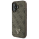 Guess Leather 4G Triangle Strass MagSafe Case for iPhone 16 Plus - Brown
