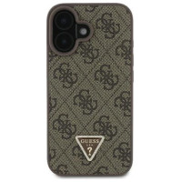 Guess Leather 4G Triangle Strass MagSafe Case for iPhone 16 Plus - Brown