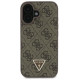 Guess Leather 4G Triangle Strass MagSafe Case for iPhone 16 Plus - Brown