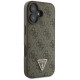 Guess Leather 4G Triangle Strass MagSafe Case for iPhone 16 Plus - Brown