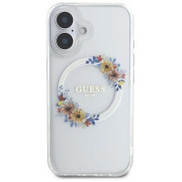 Guess IML Flowers Wreath MagSafe iPhone 16 Plus Case - Clear