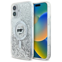 Karl Lagerfeld Liquid Glitter Choupette Head Magsafe iPhone 16 Case - Clear