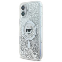 Karl Lagerfeld Liquid Glitter Choupette Head Magsafe iPhone 16 Case - Clear