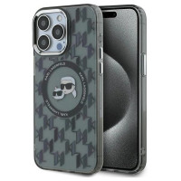 Karl Lagerfeld IML Monogram Karl & Choupette Head MagSafe iPhone 15 Pro Case - Black