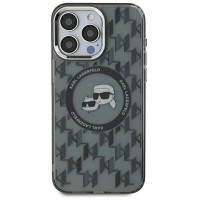 Karl Lagerfeld IML Monogram Karl & Choupette Head MagSafe iPhone 15 Pro Case - Black