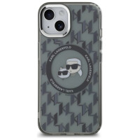 Karl Lagerfeld IML Monogram Karl & Choupette Head MagSafe iPhone 15 Case - Black