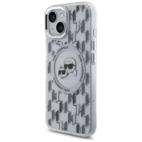 Karl Lagerfeld IML Monogram Karl & Choupette Head MagSafe iPhone 15 Case - Clear