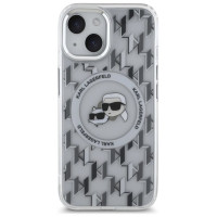 Karl Lagerfeld IML Monogram Karl & Choupette Head MagSafe iPhone 15 Case - Clear
