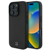 Mercedes Textured And Plain Leather MagSafe case for iPhone 16 Pro Max - black