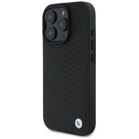 BMW Sign Leather Diamond Metal Logo MagSafe iPhone 16 Pro Case - Black