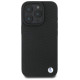 BMW Sign Leather Diamond Metal Logo MagSafe iPhone 16 Pro Case - Black