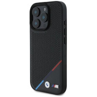 BMW M Perforated Tricolor Line MagSafe Case for iPhone 16 Pro Max - Black
