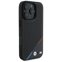 BMW M Perforated Tricolor Line MagSafe Case for iPhone 16 Pro Max - Black