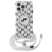Karl Lagerfeld IML Crossbody Monogram Karl & Choupette Head MagSafe Case for iPhone 16 Pro - Clear