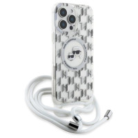 Karl Lagerfeld IML Crossbody Monogram Karl & Choupette Head MagSafe Case for iPhone 16 Pro - Clear