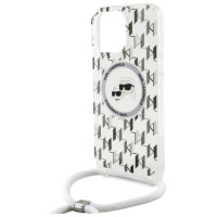 Karl Lagerfeld IML Crossbody Monogram Karl & Choupette Head MagSafe Case for iPhone 16 Pro - Clear