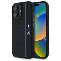 BMW Silicone Hexagon Blue Line MagSafe iPhone 16 Case - Black