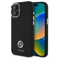 Guess Silicone Logo Strass 4G Case for iPhone 16 - Black