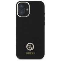 Guess Silicone Logo Strass 4G Case for iPhone 16 - Black