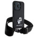 Karl Lagerfeld Saffiano Karl&Choupette Metal Pin CBDY Strap iPhone 16 Pro Case - Black