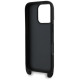 Karl Lagerfeld Saffiano Karl&Choupette Metal Pin CBDY Strap iPhone 16 Pro Case - Black