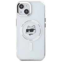Karl Lagerfeld IML Metal Choupette Head MagSafe iPhone 15 Case - White