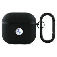 BMW BMA4SSLBK AirPods 4 cover black/black Geniune Leather Silver Logo