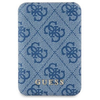 Guess Powerbank inductive 15W GUPB5FP4EMGB 5000mAh blue/blue 4G Leather Metal Logo MagSafe