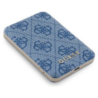 Guess Powerbank inductive 15W GUPB5FP4EMGB 5000mAh blue/blue 4G Leather Metal Logo MagSafe