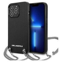Karl Lagerfeld Leather Textured and Chain Case for iPhone 13 Pro Max 6.7" - Black
