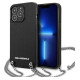 Karl Lagerfeld Leather Textured and Chain Case for iPhone 13 Pro Max 6.7" - Black