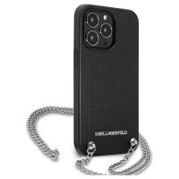 Karl Lagerfeld Leather Textured and Chain Case for iPhone 13 Pro Max 6.7" - Black