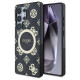 Guess 4G Background Gold Electroplated Peony Pattern MagSafe Case for Samsung Galaxy S25 Ultra Black