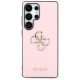 Guess Grained Big 4G Logo Small Classic Logo Case for Samsung Galaxy S25 Ultra pink