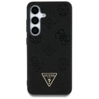 Guess Grained Hot Stamp Peony Pattern Triangle Logo MagSafe Case for Samsung Galaxy S25 Black