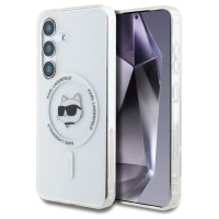 Karl Lagerfeld Case Karl Lagerfeld Button Choupette Head Printed Logo MagSafe Samsung Galaxy S25 Plus white