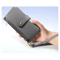 Dux Ducis Lawa Leather Case for Samsung Galaxy S25 Ultra with Detachable Magnetic Wallet - Gray