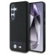 BMW Leather Tricolor Stripe MagSafe Case for Samsung Galaxy S25 - Black