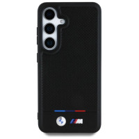 BMW Leather Tricolor Stripe MagSafe Case for Samsung Galaxy S25 - Black