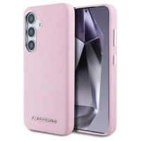 Karl Lagerfeld Saffiano Full Wrapped Elongated Metal Logo MagSafe Case for Samsung Galaxy S25 - Pink