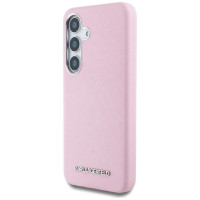 Karl Lagerfeld Saffiano Full Wrapped Elongated Metal Logo MagSafe Case for Samsung Galaxy S25 - Pink