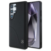 Mercedes Leather Curved Stitches Case for Samsung Galaxy S25 Ultra - Black