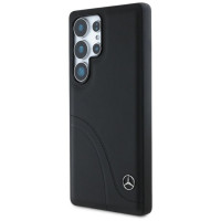 Mercedes Leather Curved Stitches Case for Samsung Galaxy S25 Ultra - Black