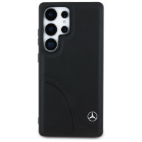 Mercedes Leather Curved Stitches Case for Samsung Galaxy S25 Ultra - Black