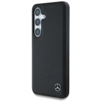 Mercedes Leather Horizontal Debossed Curves MagSafe Case for Samsung Galaxy S25 - Black
