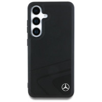Mercedes Leather Horizontal Debossed Curves MagSafe Case for Samsung Galaxy S25 - Black