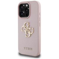 Guess Grained Big 4G Logo Small Classic Logo iPhone 16 Pro Case - Pink
