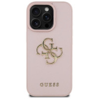 Guess Grained Big 4G Logo Small Classic Logo iPhone 16 Pro Case - Pink